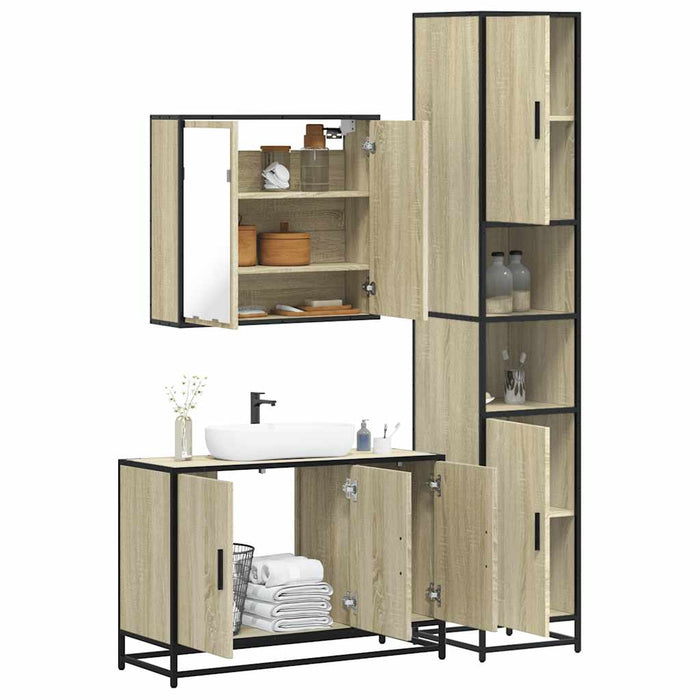 Set mobilier de baie, 3 piese, stejar sonoma, lemn prelucrat - WALTI WALTI