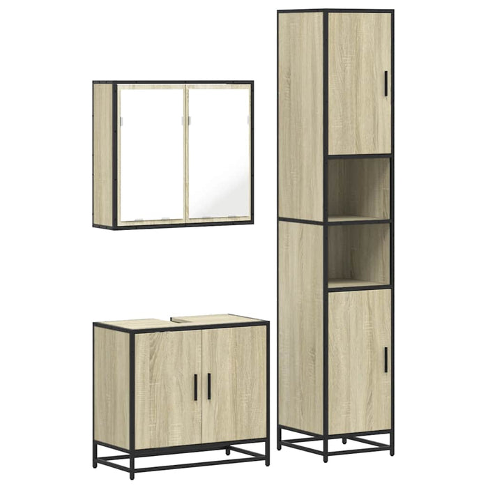 Set mobilier de baie, 3 piese, stejar sonoma, lemn prelucrat - WALTI WALTI