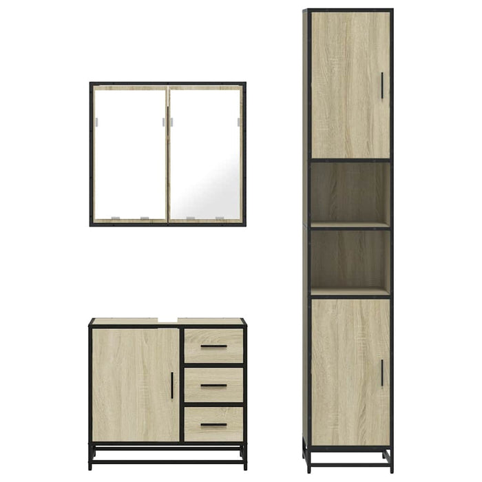 Set mobilier de baie, 3 piese, stejar sonoma, lemn prelucrat - WALTI WALTI