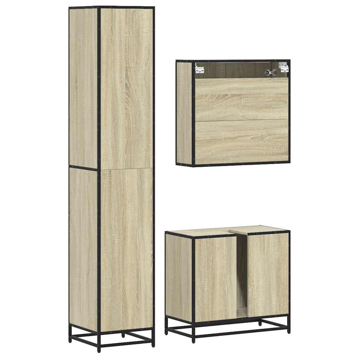 Set mobilier de baie, 3 piese, stejar sonoma, lemn prelucrat - WALTI WALTI