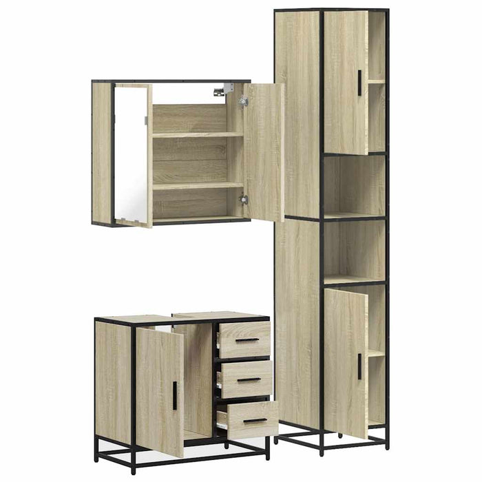 Set mobilier de baie, 3 piese, stejar sonoma, lemn prelucrat - WALTI WALTI