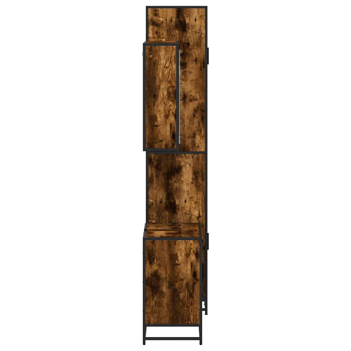 Set mobilier de baie, 3 piese, stejar fumuriu, lemn prelucrat - WALTI WALTI