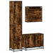 Set mobilier de baie, 3 piese, stejar fumuriu, lemn prelucrat - WALTI WALTI