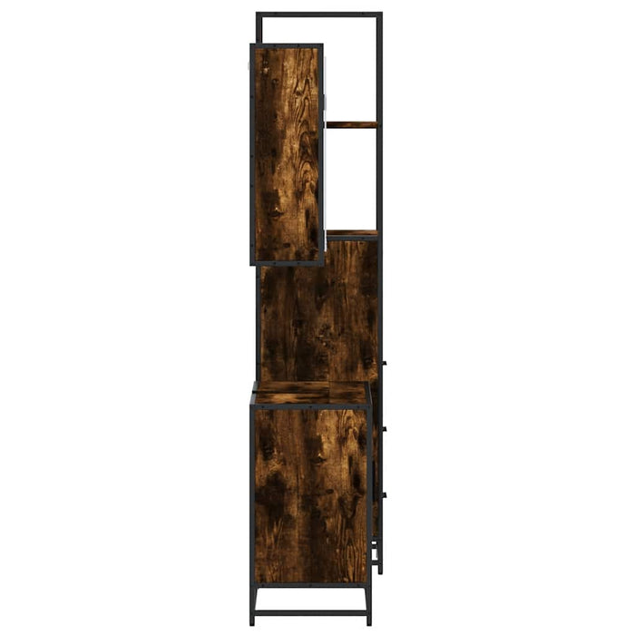 Set mobilier de baie, 3 piese, stejar fumuriu, lemn prelucrat - WALTI WALTI