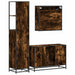 Set mobilier de baie, 3 piese, stejar fumuriu, lemn prelucrat - WALTI WALTI
