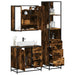 Set mobilier de baie, 3 piese, stejar fumuriu, lemn prelucrat - WALTI WALTI
