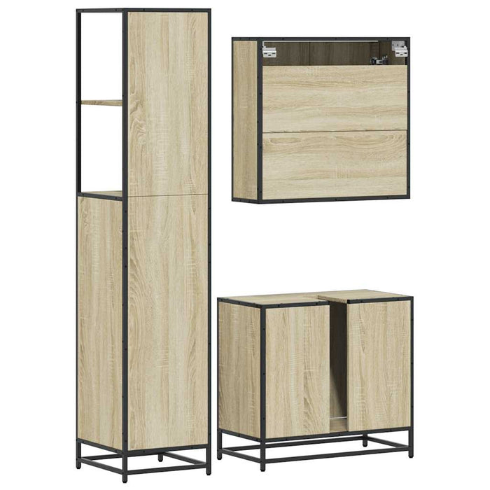 Set mobilier de baie, 3 piese, stejar sonoma, lemn prelucrat - WALTI WALTI