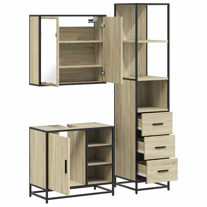 Set mobilier de baie, 3 piese, stejar sonoma, lemn prelucrat - WALTI WALTI