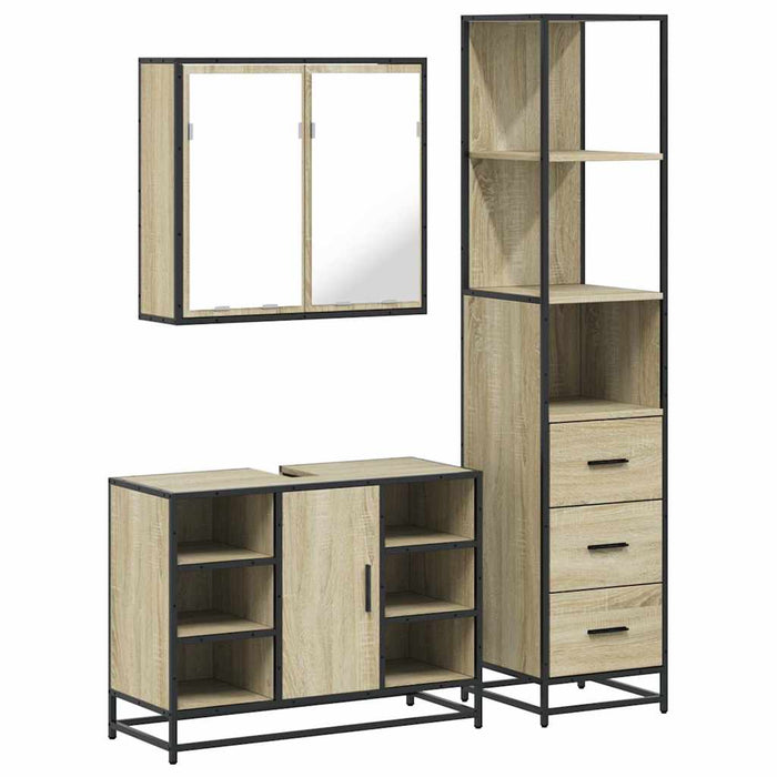 Set mobilier de baie, 3 piese, stejar sonoma, lemn prelucrat - WALTI WALTI