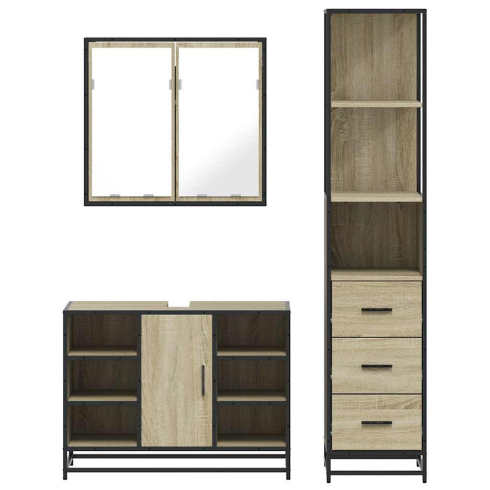 Set mobilier de baie, 3 piese, stejar sonoma, lemn prelucrat - WALTI WALTI