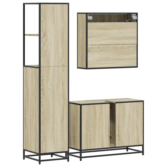 Set mobilier de baie, 3 piese, stejar sonoma, lemn prelucrat - WALTI WALTI
