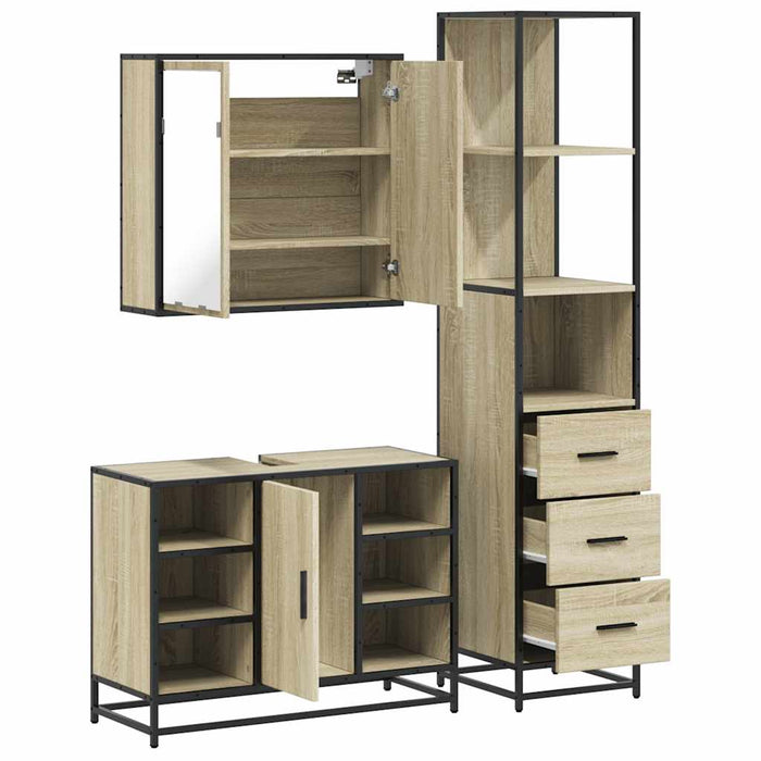 Set mobilier de baie, 3 piese, stejar sonoma, lemn prelucrat - WALTI WALTI