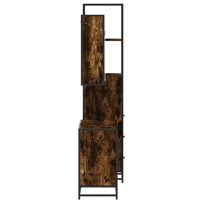 Set mobilier de baie, 3 piese, stejar fumuriu, lemn prelucrat - WALTI WALTI