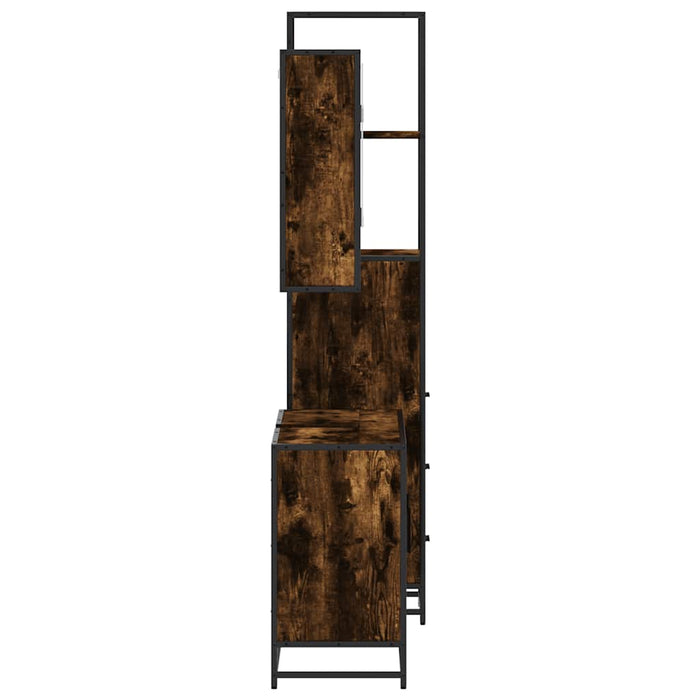 Set mobilier de baie, 3 piese, stejar fumuriu, lemn prelucrat - WALTI WALTI