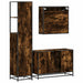 Set mobilier de baie, 3 piese, stejar fumuriu, lemn prelucrat - WALTI WALTI