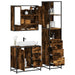 Set mobilier de baie, 3 piese, stejar fumuriu, lemn prelucrat - WALTI WALTI