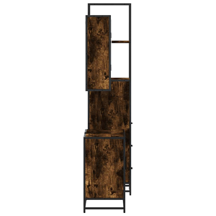 Set mobilier de baie, 3 piese, stejar fumuriu, lemn prelucrat - WALTI WALTI