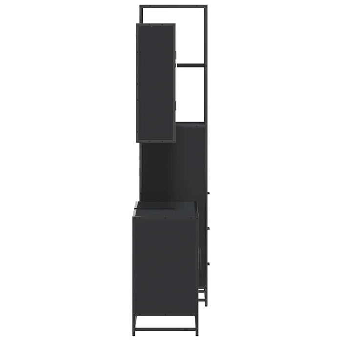 Set de mobilier de baie din 3 piese Lemn negru prelucrat WALTI