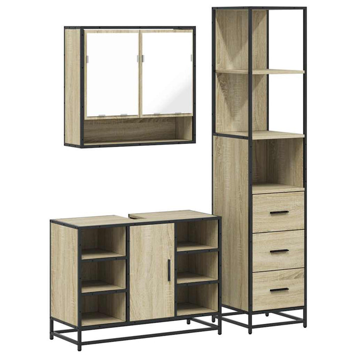 Set de mobilier de baie din 3 piese din lemn de stejar Sonoma WALTI