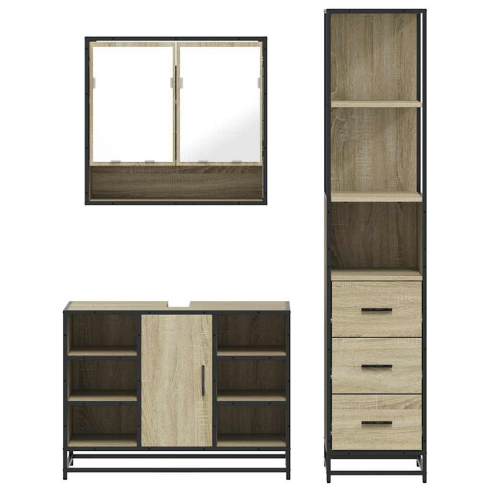 Set de mobilier de baie din 3 piese din lemn de stejar Sonoma WALTI