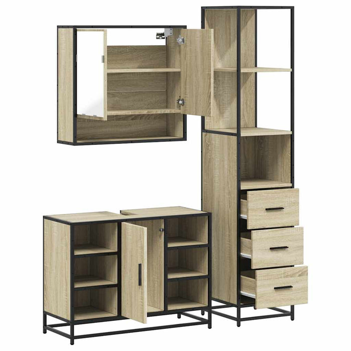 Set de mobilier de baie din 3 piese din lemn de stejar Sonoma WALTI