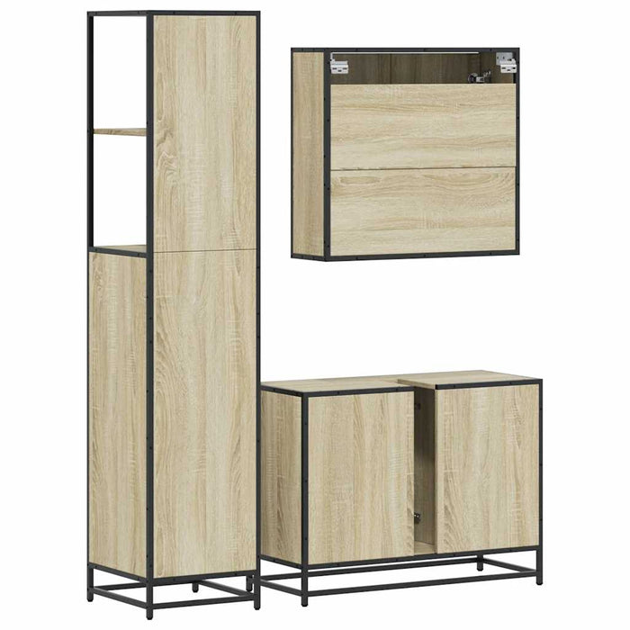 Set de mobilier de baie din 3 piese din lemn de stejar Sonoma WALTI