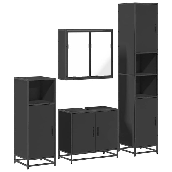 Set de mobilier de baie 4 piese Lemn negru prelucrat WALTI