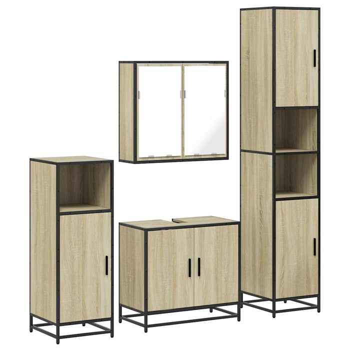 Set de mobilier de baie din 4 piese din lemn de stejar Sonoma WALTI