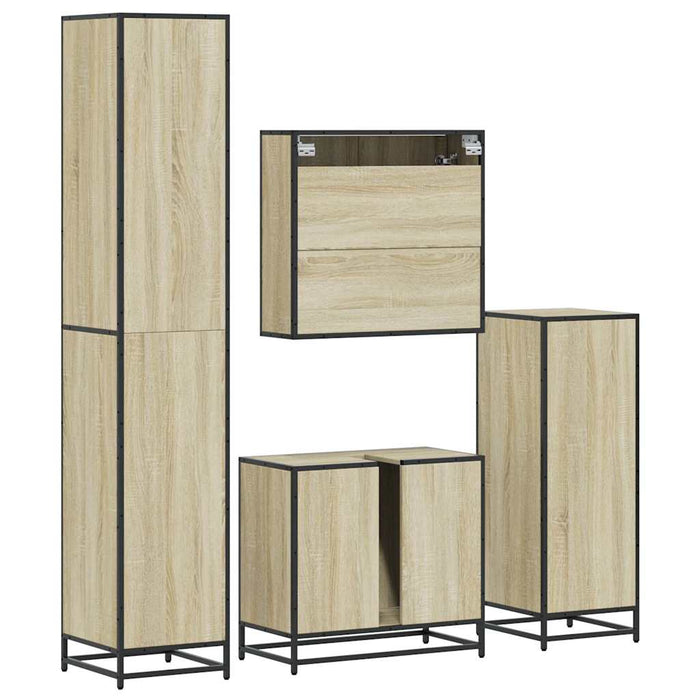 Set de mobilier de baie din 4 piese din lemn de stejar Sonoma WALTI