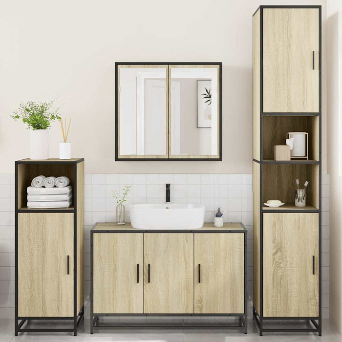 Set de mobilier de baie din 4 piese din lemn de stejar Sonoma - WALTI WALTI