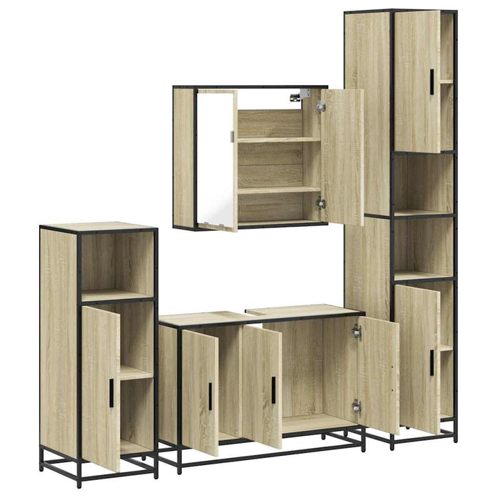 Set de mobilier de baie din 4 piese din lemn de stejar Sonoma - WALTI WALTI