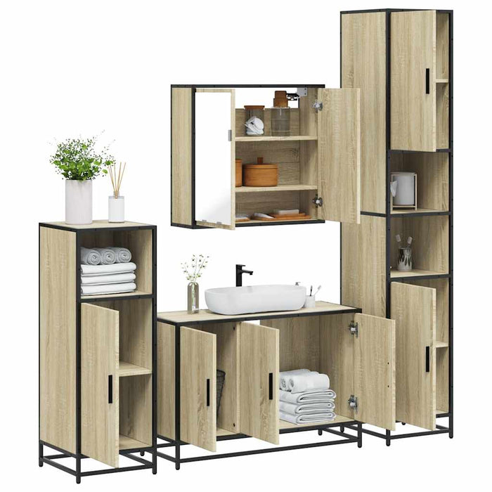 Set de mobilier de baie din 4 piese din lemn de stejar Sonoma - WALTI WALTI