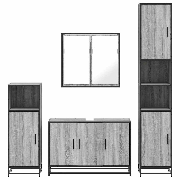 Set de mobilier de baie 4 piese Lemn stratificat gri Sonoma WALTI