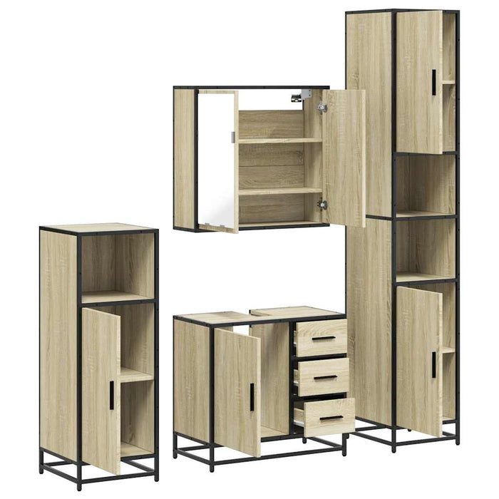 Set de mobilier de baie din 4 piese din lemn de stejar Sonoma - WALTI WALTI