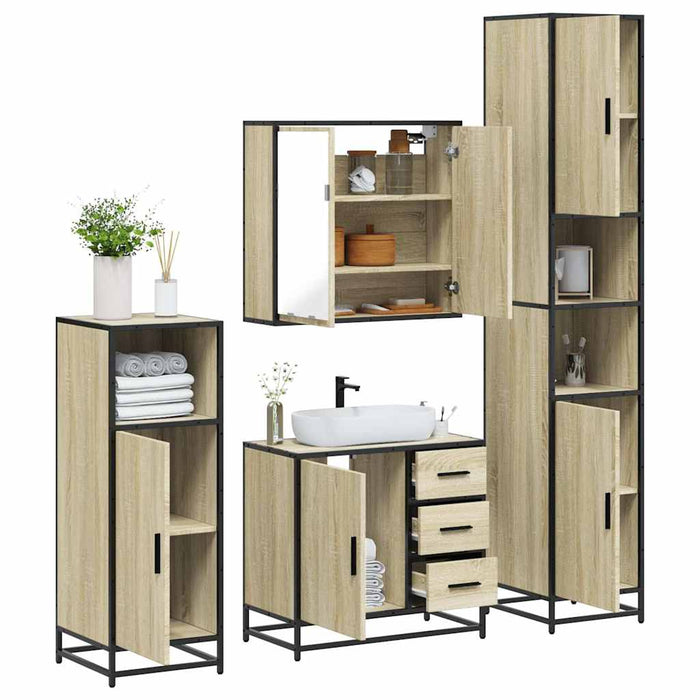Set de mobilier de baie din 4 piese din lemn de stejar Sonoma - WALTI WALTI