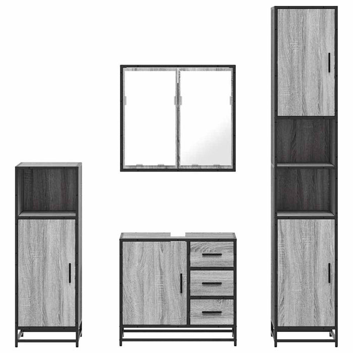 Set de mobilier de baie 4 piese Lemn stratificat gri Sonoma WALTI