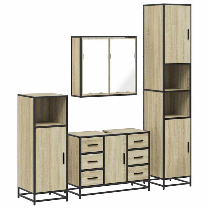 Set de mobilier de baie din 4 piese din lemn de stejar Sonoma - WALTI WALTI