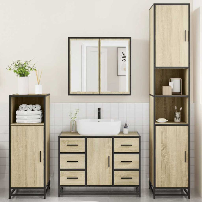 Set de mobilier de baie din 4 piese din lemn de stejar Sonoma - WALTI WALTI