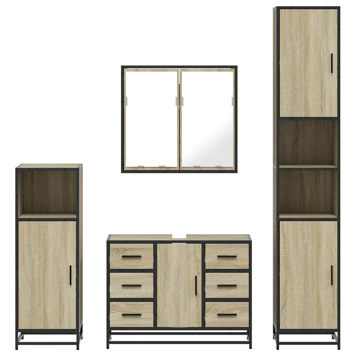 Set de mobilier de baie din 4 piese din lemn de stejar Sonoma - WALTI WALTI