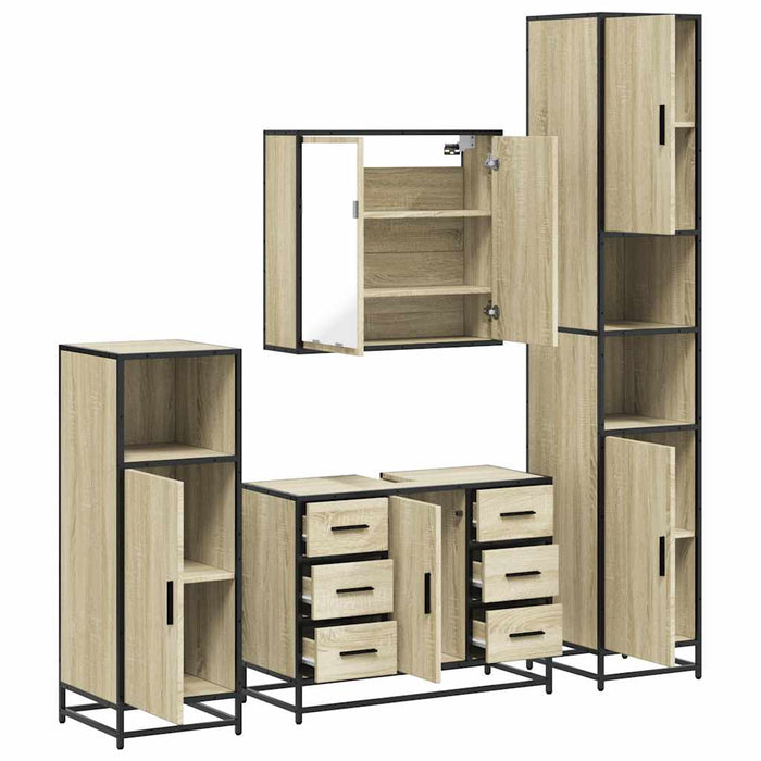Set de mobilier de baie din 4 piese din lemn de stejar Sonoma - WALTI WALTI