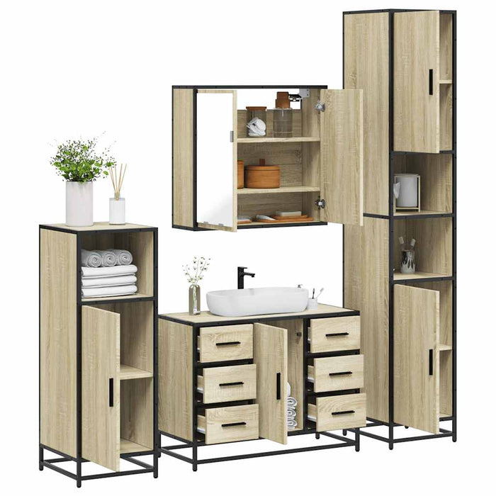 Set de mobilier de baie din 4 piese din lemn de stejar Sonoma - WALTI WALTI