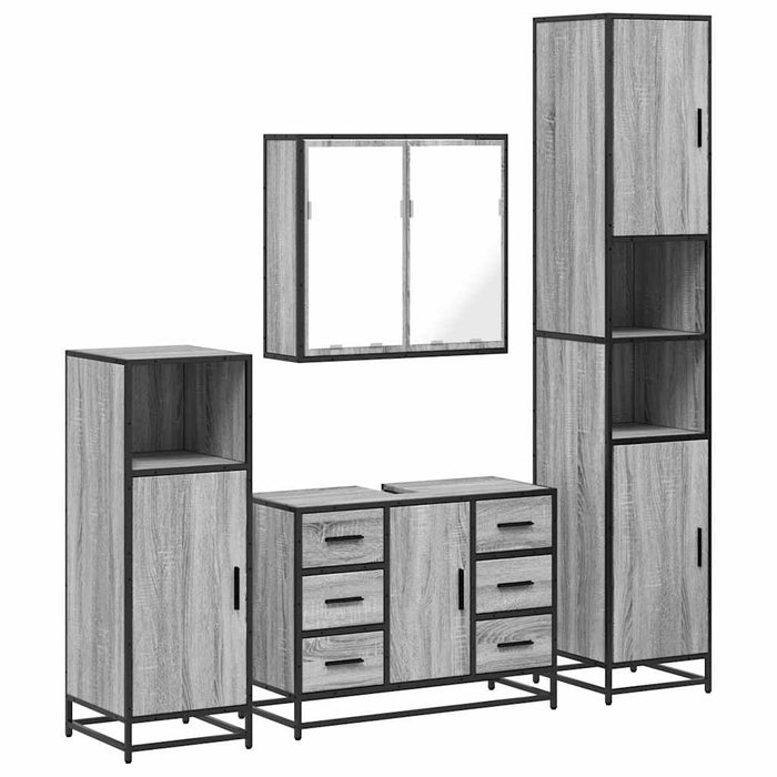 Set de mobilier de baie 4 piese Lemn stratificat gri Sonoma WALTI