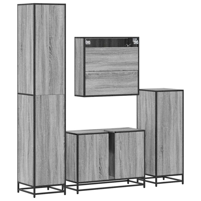 Set de mobilier de baie 4 piese Lemn stratificat gri Sonoma WALTI