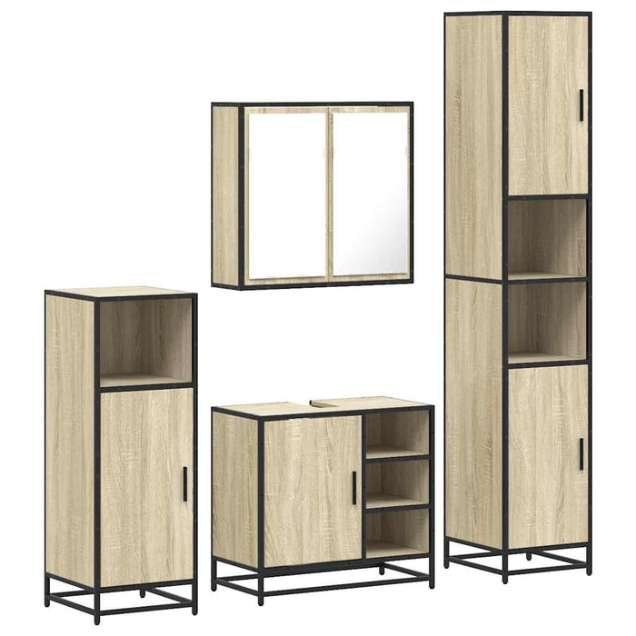 Set de mobilier de baie din 4 piese din lemn de stejar Sonoma WALTI