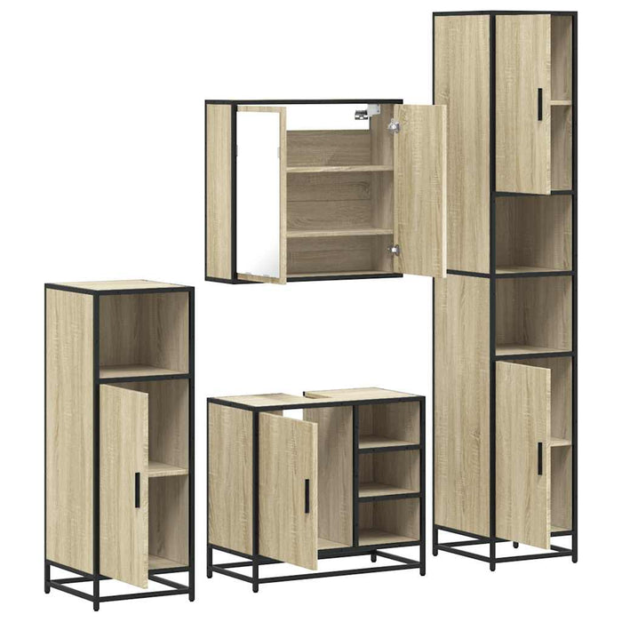 Set de mobilier de baie din 4 piese din lemn de stejar Sonoma WALTI