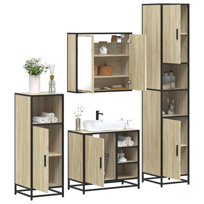 Set de mobilier de baie din 4 piese din lemn de stejar Sonoma WALTI