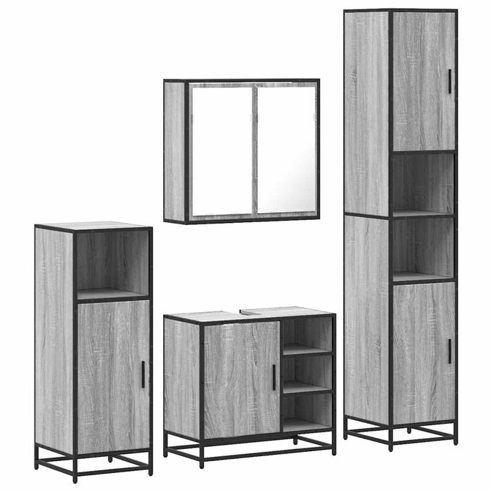 Set de mobilier de baie 4 piese Lemn stratificat gri Sonoma WALTI