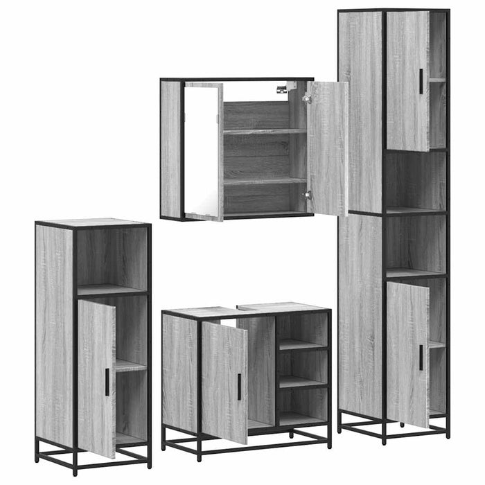 Set de mobilier de baie 4 piese Lemn stratificat gri Sonoma WALTI