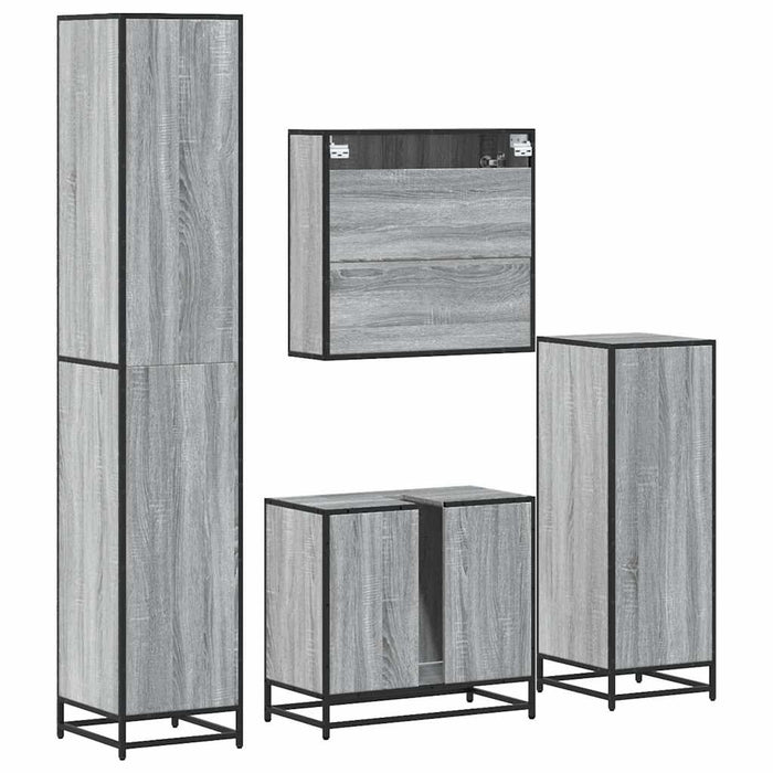 Set de mobilier de baie 4 piese Lemn stratificat gri Sonoma WALTI