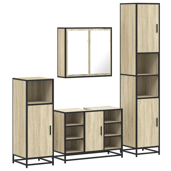 Set de mobilier de baie din 4 piese din lemn de stejar Sonoma WALTI